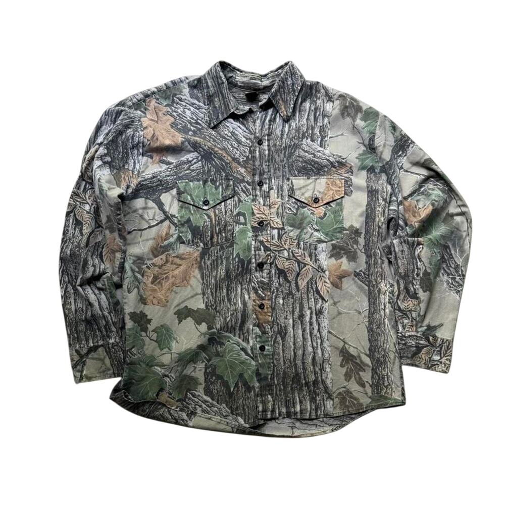 Vintage Camo Gear Button Up Men's L Collared Shirt
